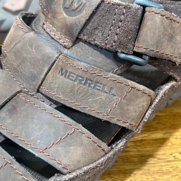Merrell Telluride Wrap Mens 13 Clay Brown Leather Fisherman Hiking Sandals - Picture 11 of 11